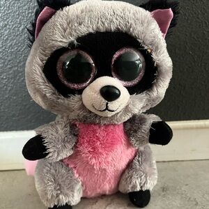 Rocco Ty Plush Toy with Gray and Pink Accents